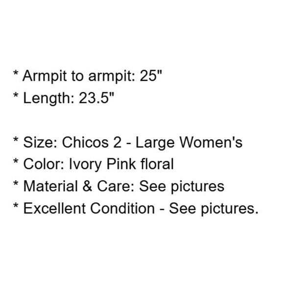 Chicos Sweater 2 Womens Large Ivory Pink Floral Cotton Knit Cap Sleeve Oversized - Picture 4 of 14